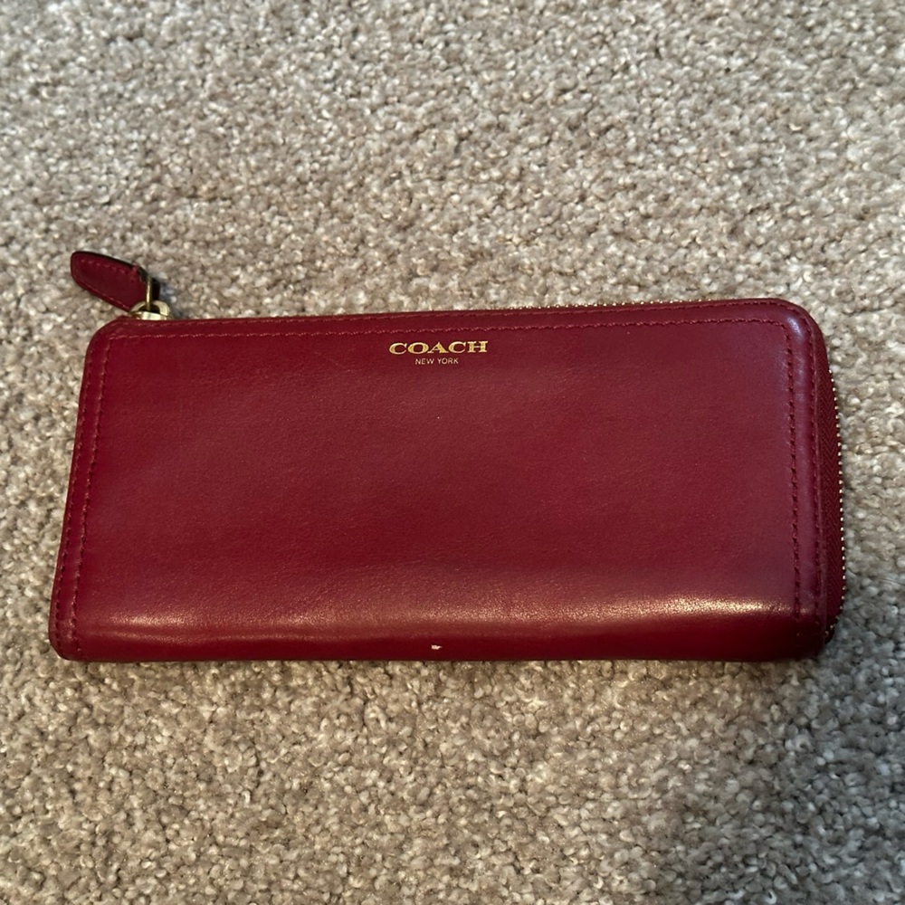 Coach Raspberry Leather Zip Wallet